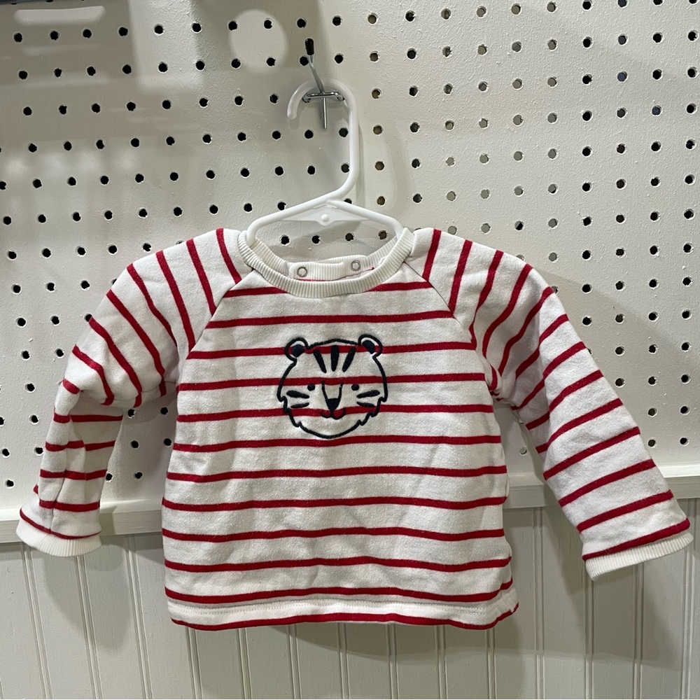 French baby tiger red striped sweatshirt